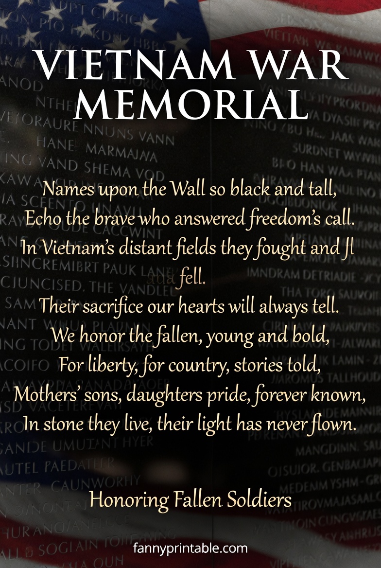 Vietnam War Memorial Poem Honoring Fallen Soldiers FannyPrintable 4 Vietnam War Memorial Poem Honoring Fallen Soldiers FannyPrintable (4)