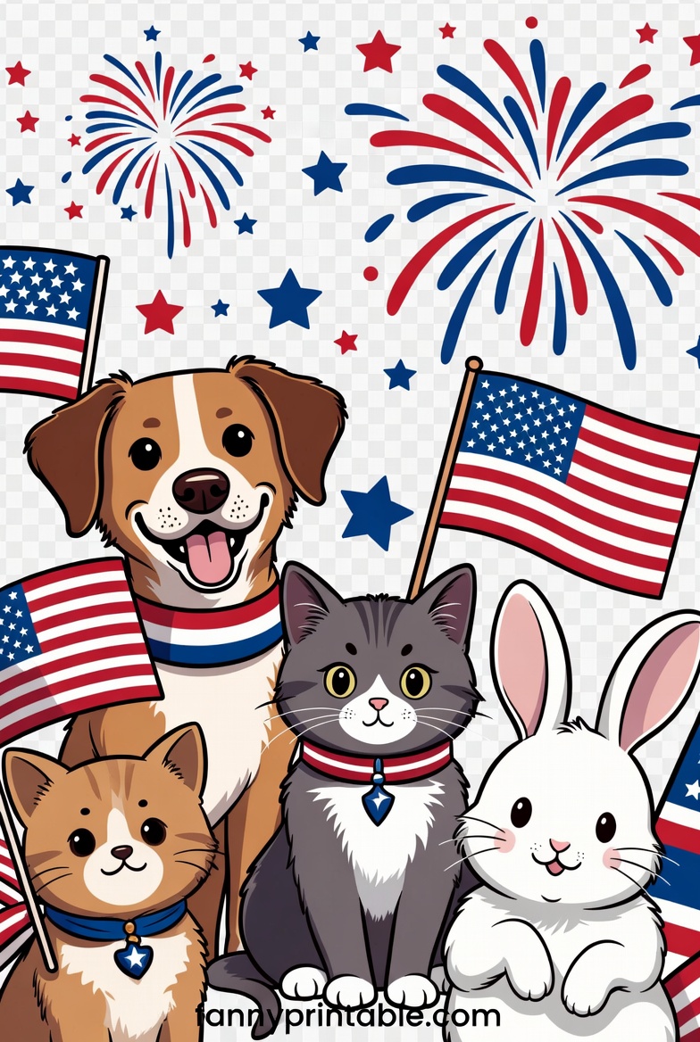 4th of July Animal & Pet Clipart Patriotic Designs (1)