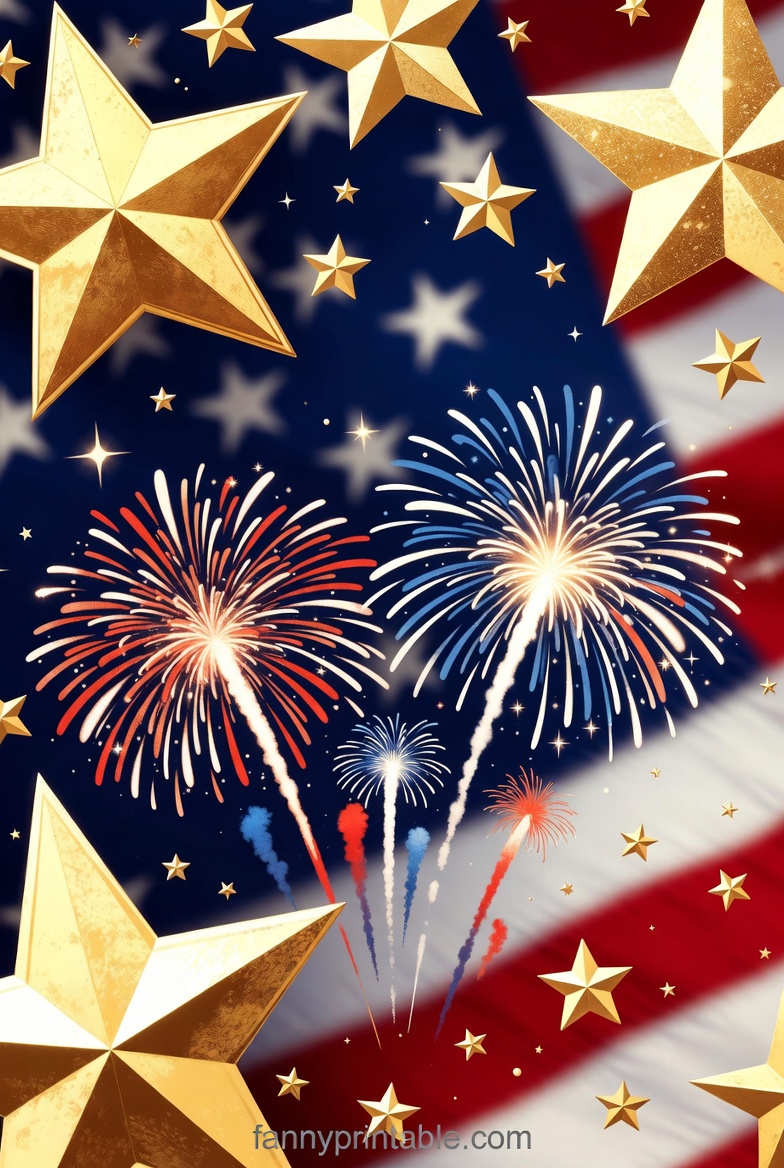 4th of July Flag, Star & Fireworks Clipart (2026)