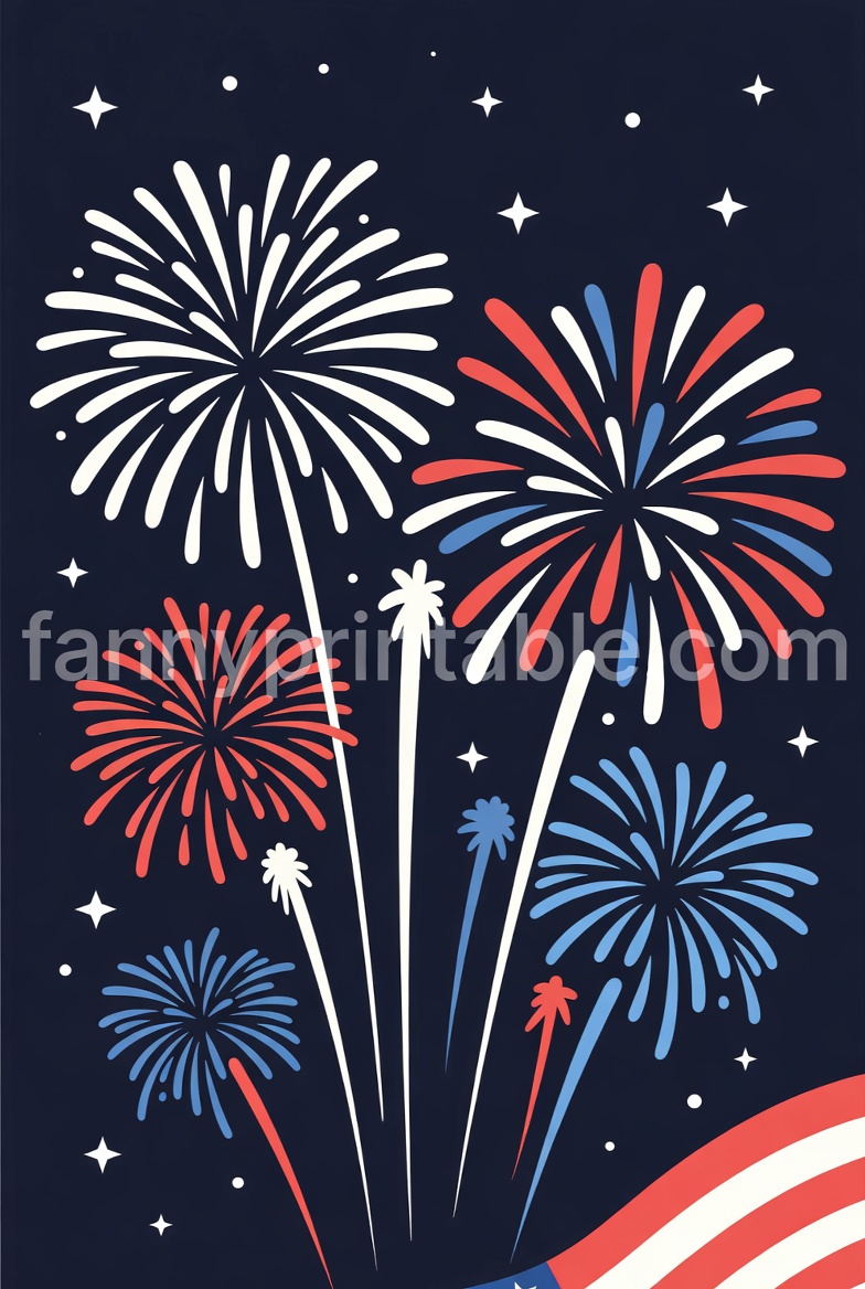 4th of July Flag, Star & Fireworks Clipart (2026)