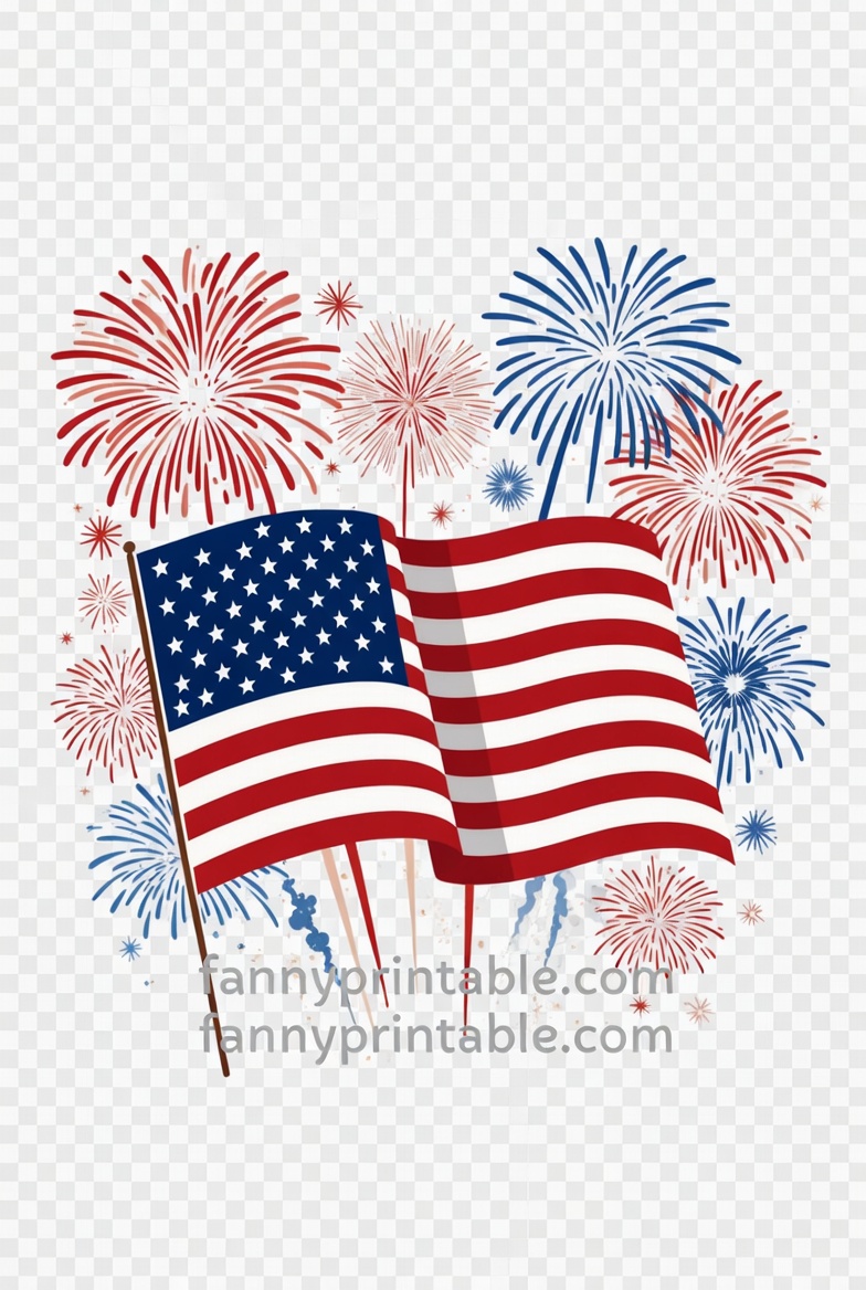 4th of July Flag, Star & Fireworks Clipart (2026)