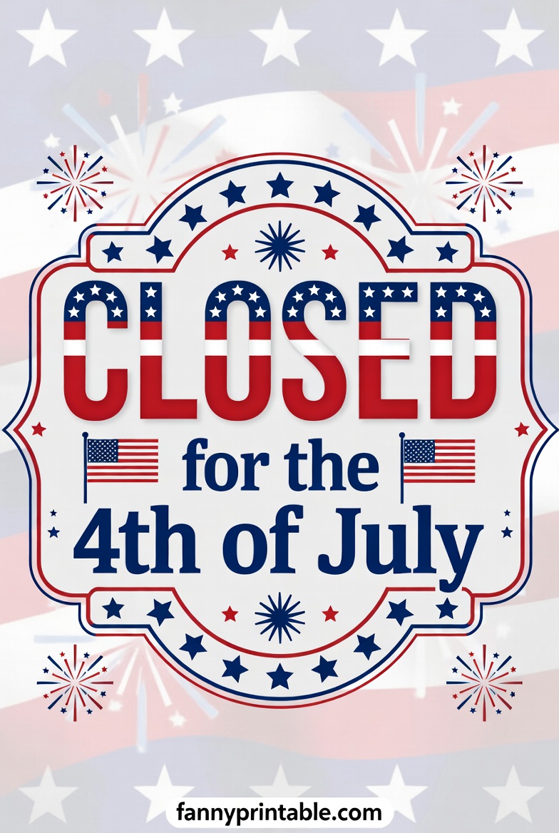 Free Closed for 4th of July Clipart Printable Signs (2)