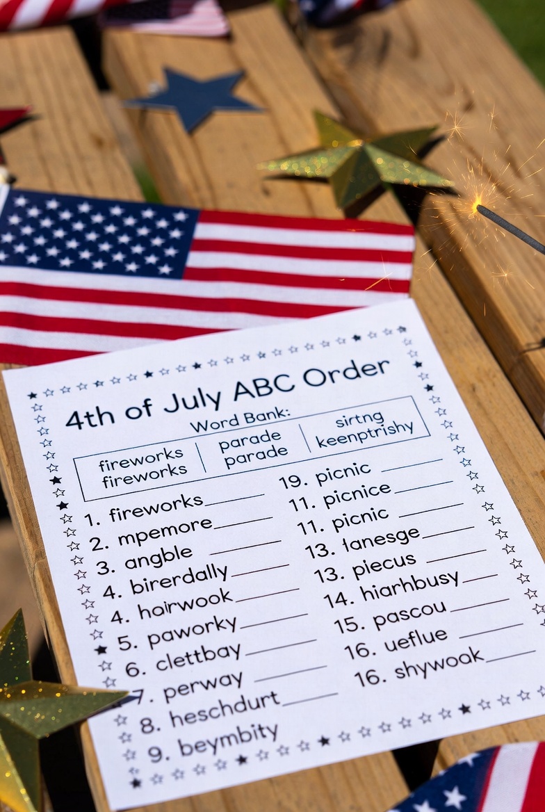 Free Printable 4th of July ABC Order Worksheet for Kids (1)