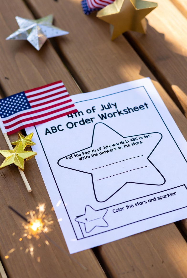 Free Printable 4th of July ABC Order Worksheet for Kids (2)