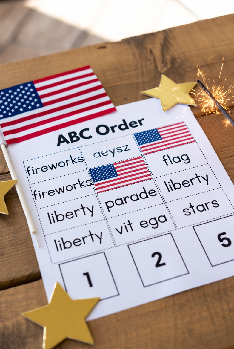 Free Printable 4th of July ABC Order Worksheet for Kids (3)