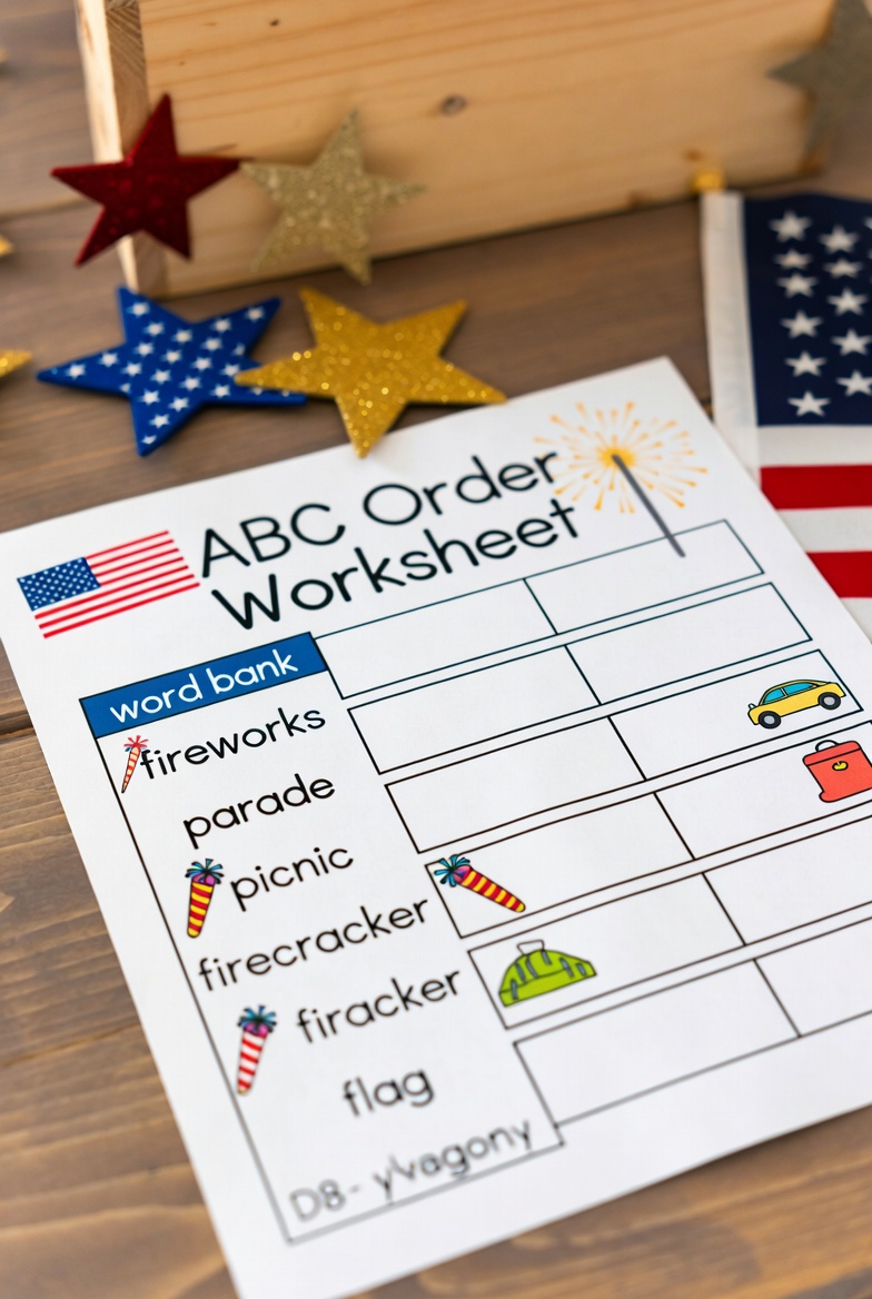 Free Printable 4th of July ABC Order Worksheet for Kids (4)