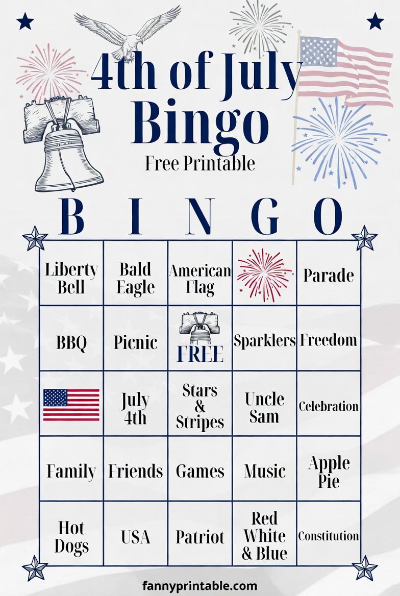 Free Printable 4th of July Bingo Cards for Patriotic Fun 1 Free Printable 4th of July Bingo Cards for Patriotic Fun (1)