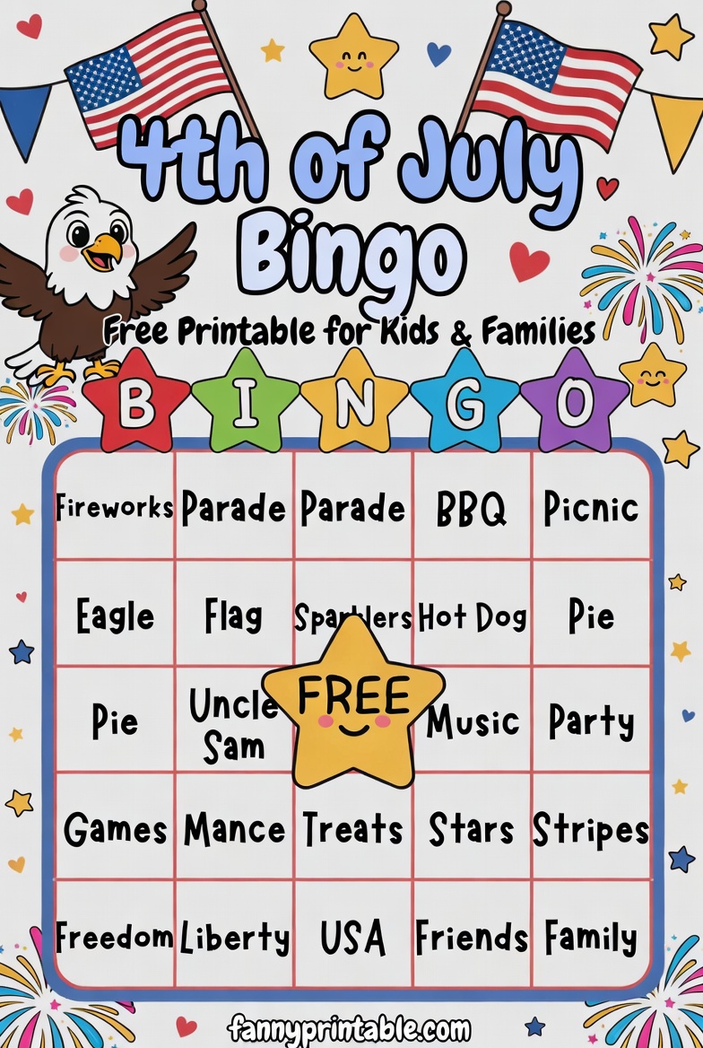 Free Printable 4th of July Bingo Cards for Patriotic Fun 3 Free Printable 4th of July Bingo Cards for Patriotic Fun (3)