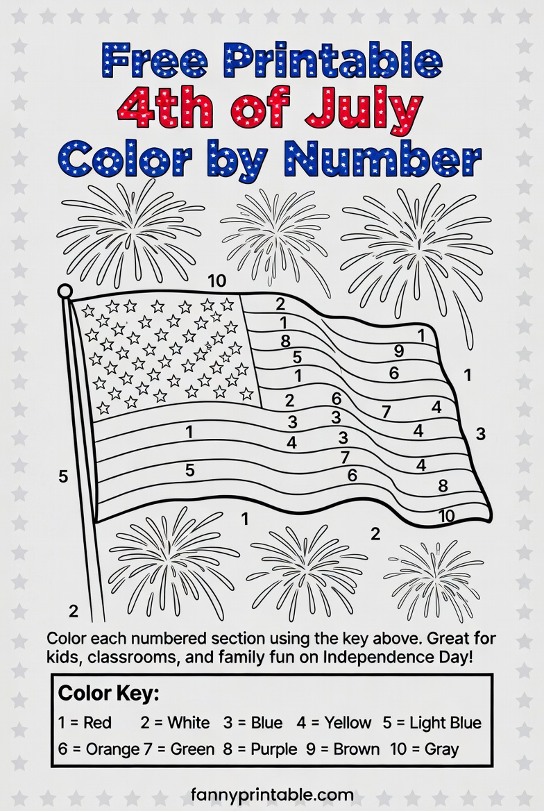Free Printable 4th of July Color by Number 1 Free Printable 4th of July Color by Number (1)