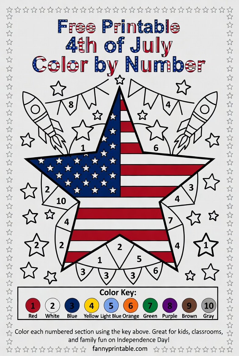 Free Printable 4th of July Color by Number 2 Free Printable 4th of July Color by Number (2)