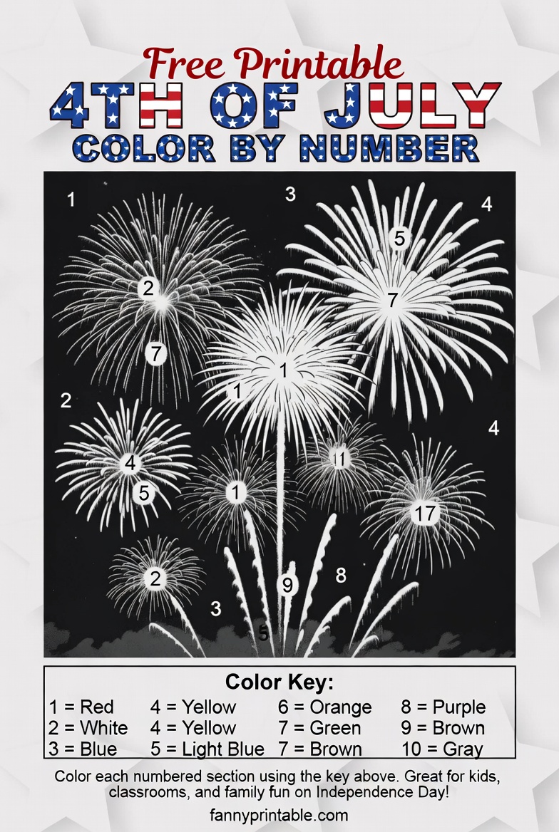 Free Printable 4th of July Color by Number 3 Free Printable 4th of July Color by Number (3)