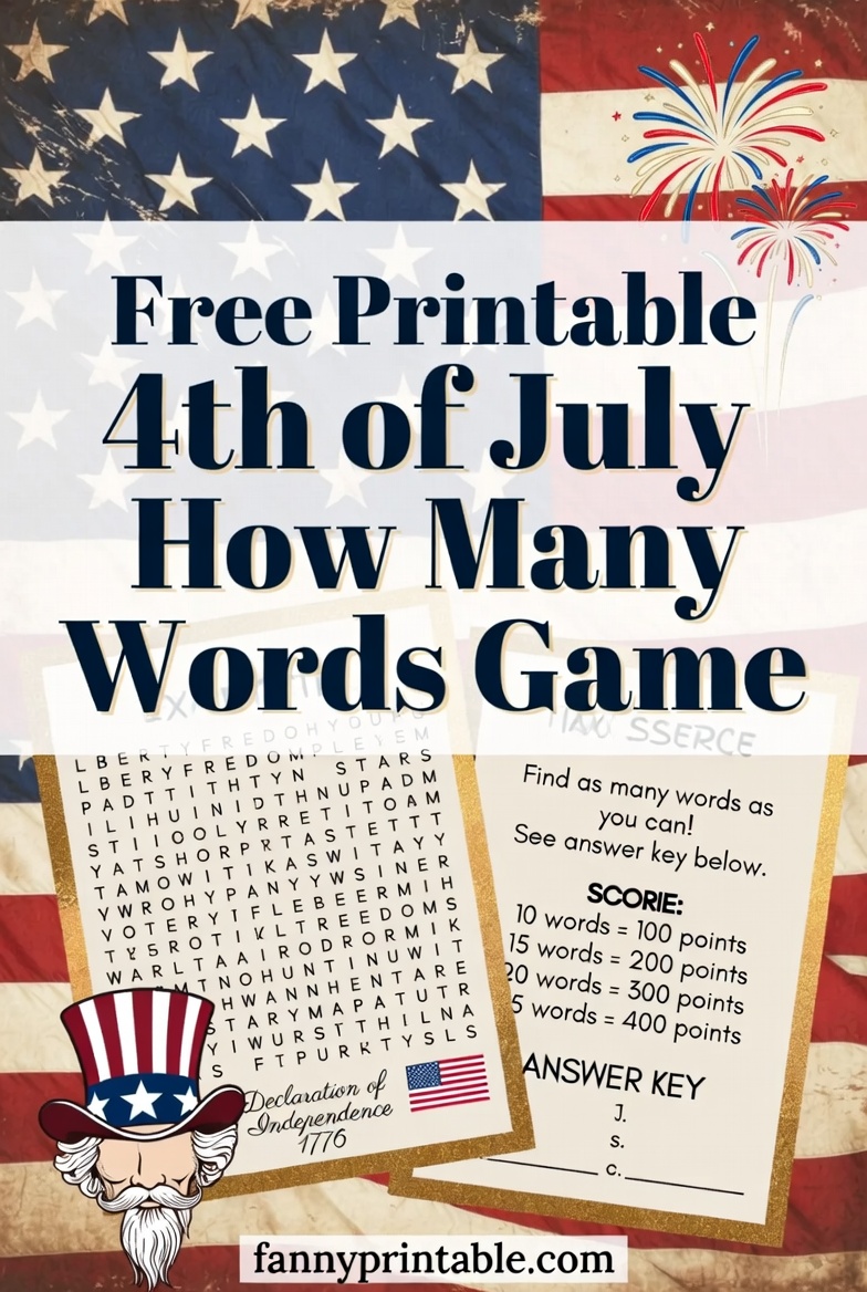 Free Printable 4th of July How Many Words Game (2)