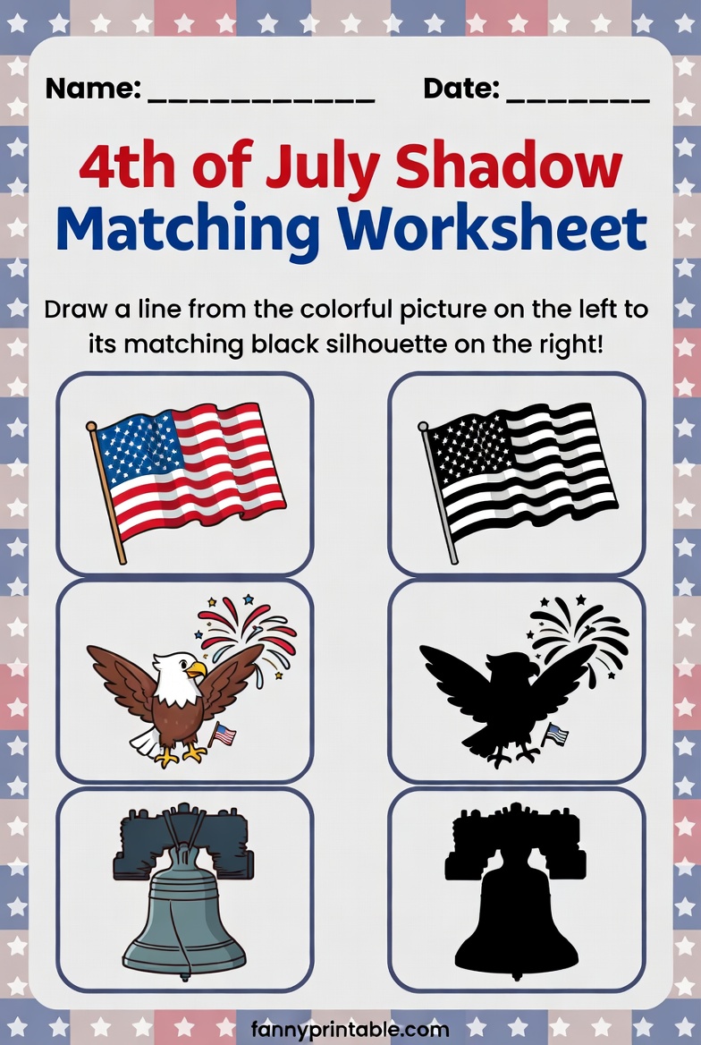 Free Printable 4th of July Matching Worksheet for Kids 3 Free Printable 4th of July Matching Worksheet for Kids (3)