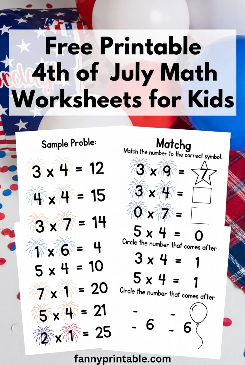 Free Printable 4th of July Math Worksheets 3 Free Printable 4th of July Math Worksheets (3)