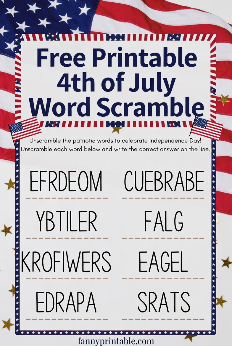 Free Printable 4th of July Word Scramble (1)
