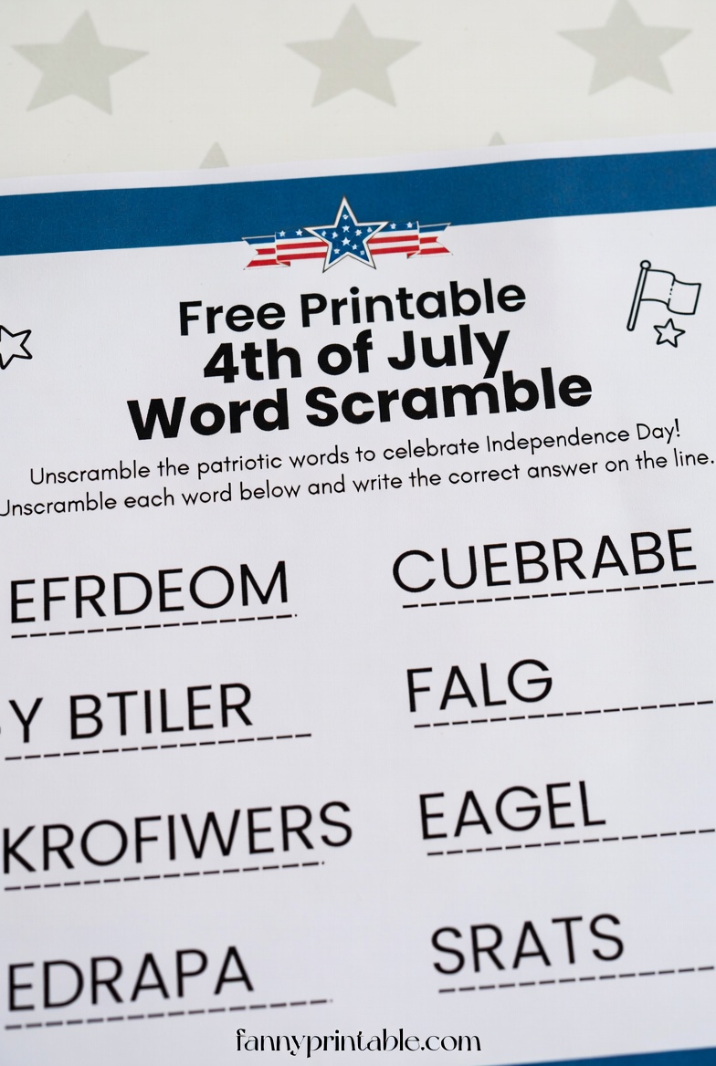 Free Printable 4th of July Word Scramble (4)
