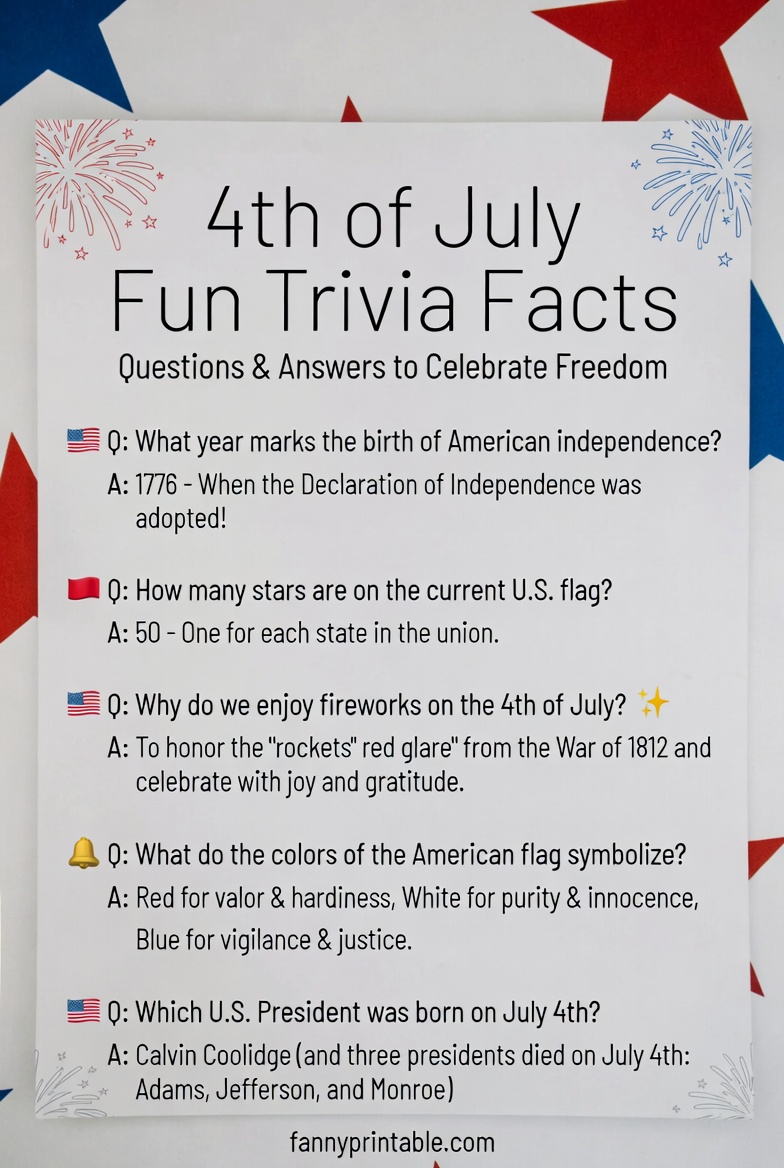 Printable 4th of July Trivia Questions and Answers 4 Printable 4th of July Trivia Questions and Answers (4)