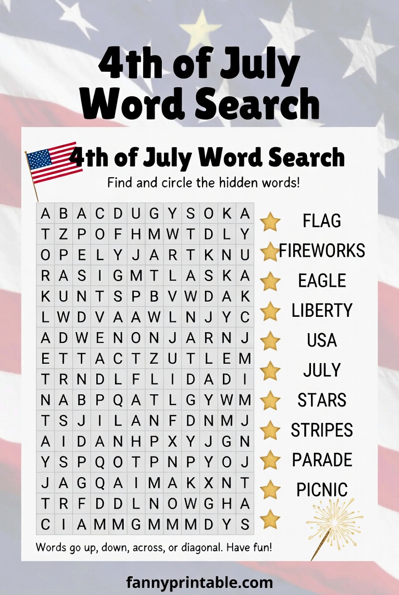 Printable 4th of July Worksheets (4)