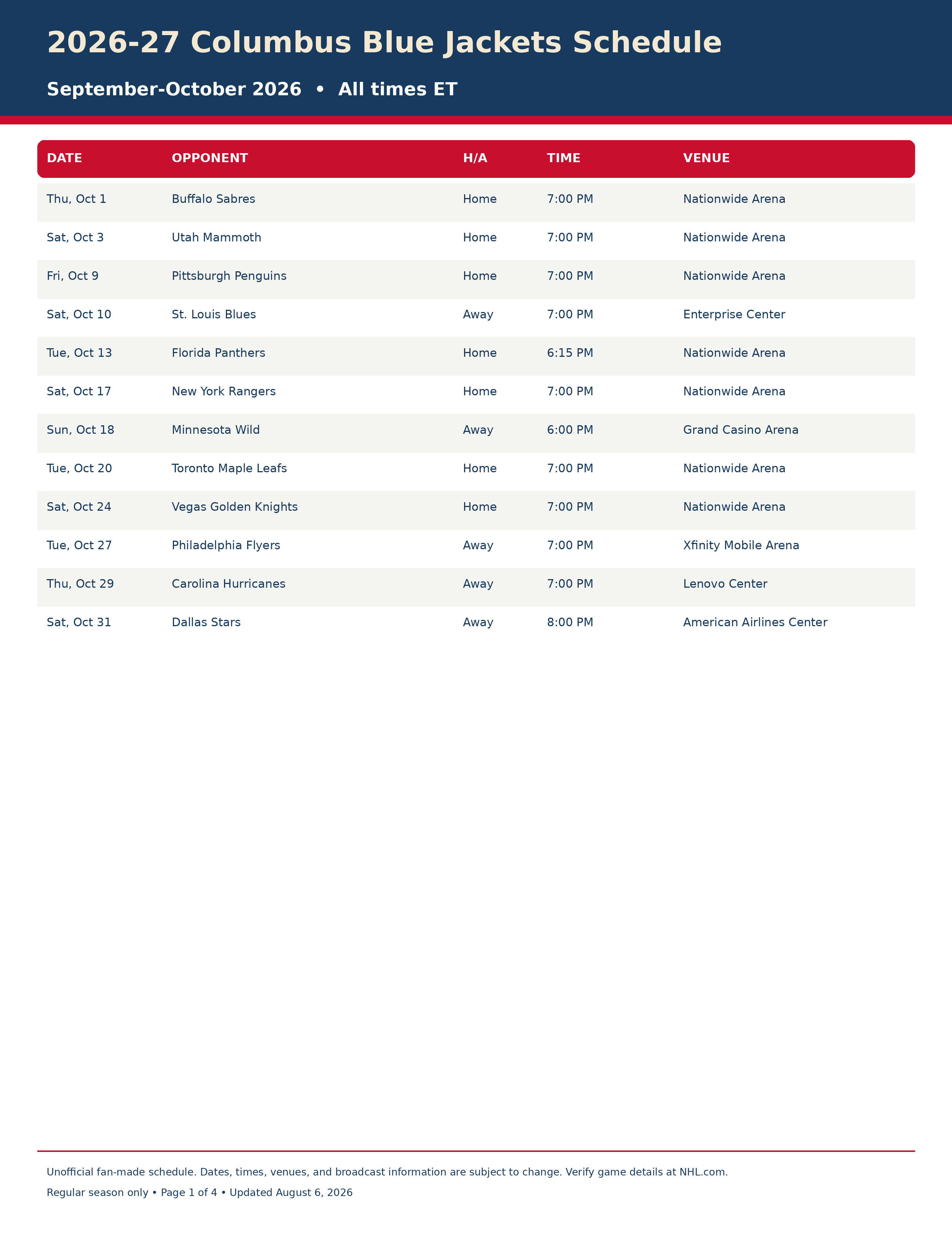 2026-27 Columbus Blue Jackets Schedule Printable 1