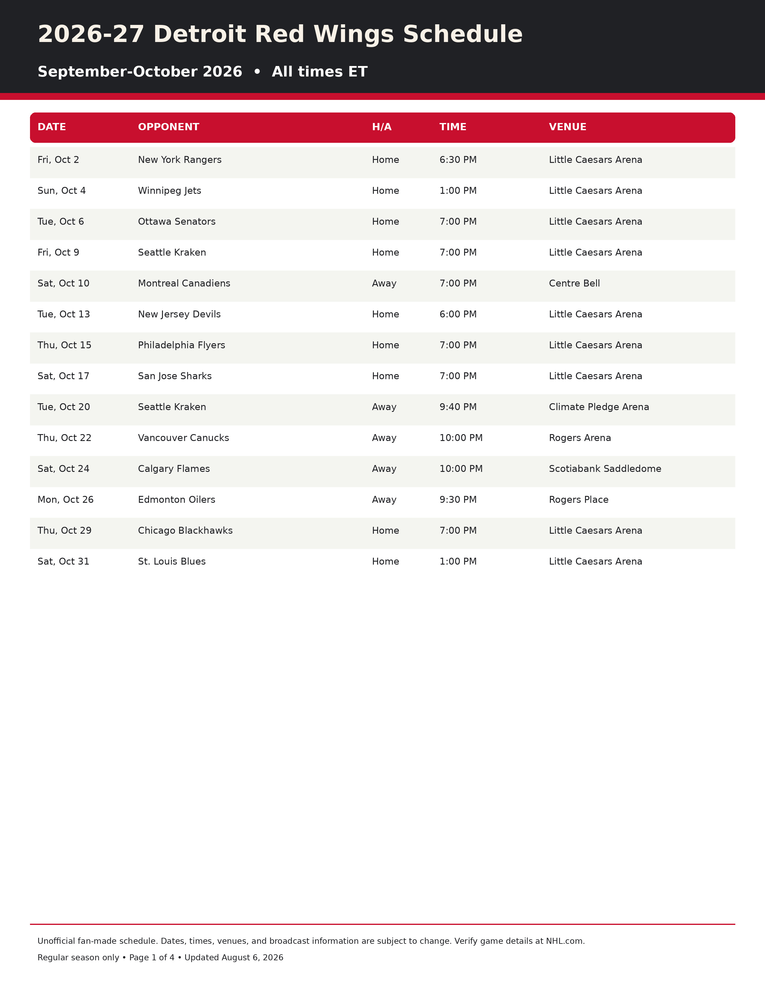 2026 27 Detroit Red Wings Schedule Printable 1 2026-27 Detroit Red Wings Schedule Printable 1