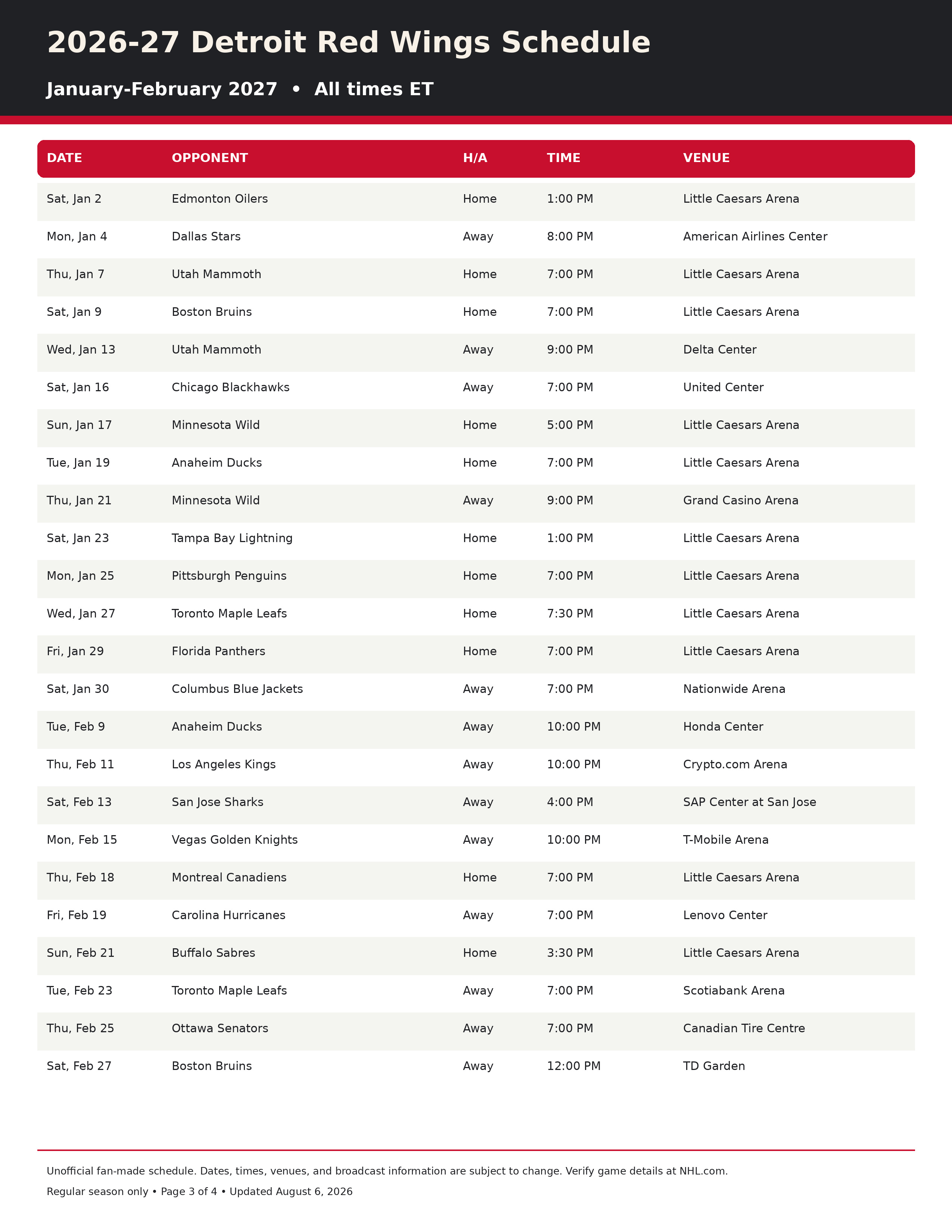 2026 27 Detroit Red Wings Schedule Printable 3 2026-27 Detroit Red Wings Schedule Printable 3