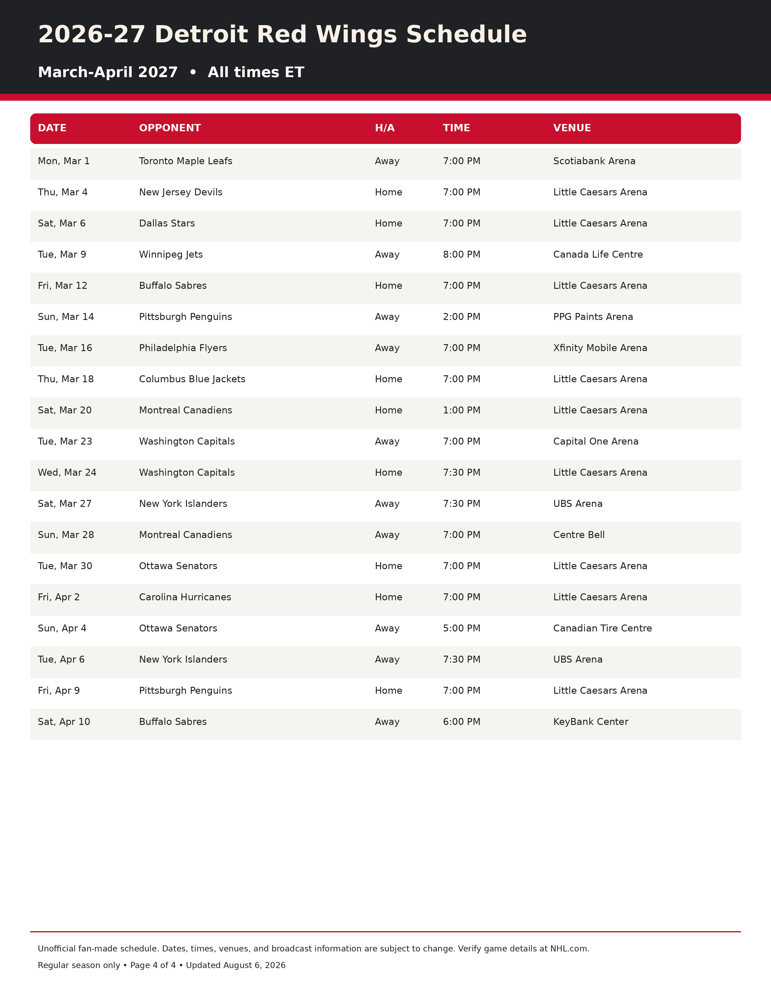 2026 27 Detroit Red Wings Schedule Printable 4 2026-27 Detroit Red Wings Schedule Printable 4