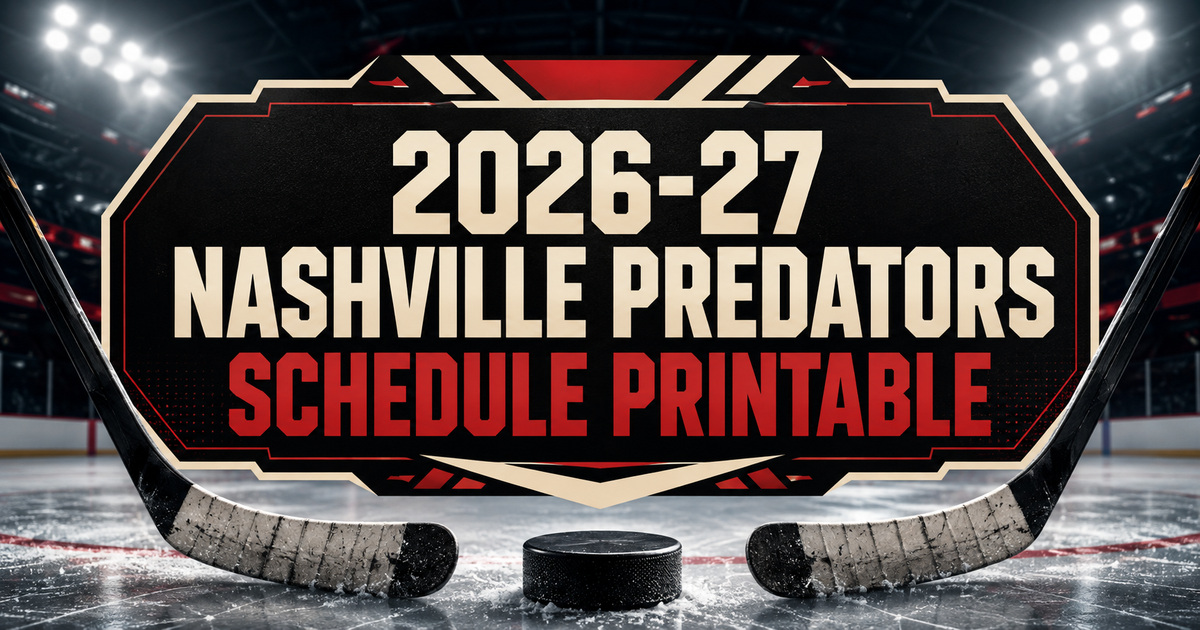 2026-27 Nashville Predators Schedule Printable Featured