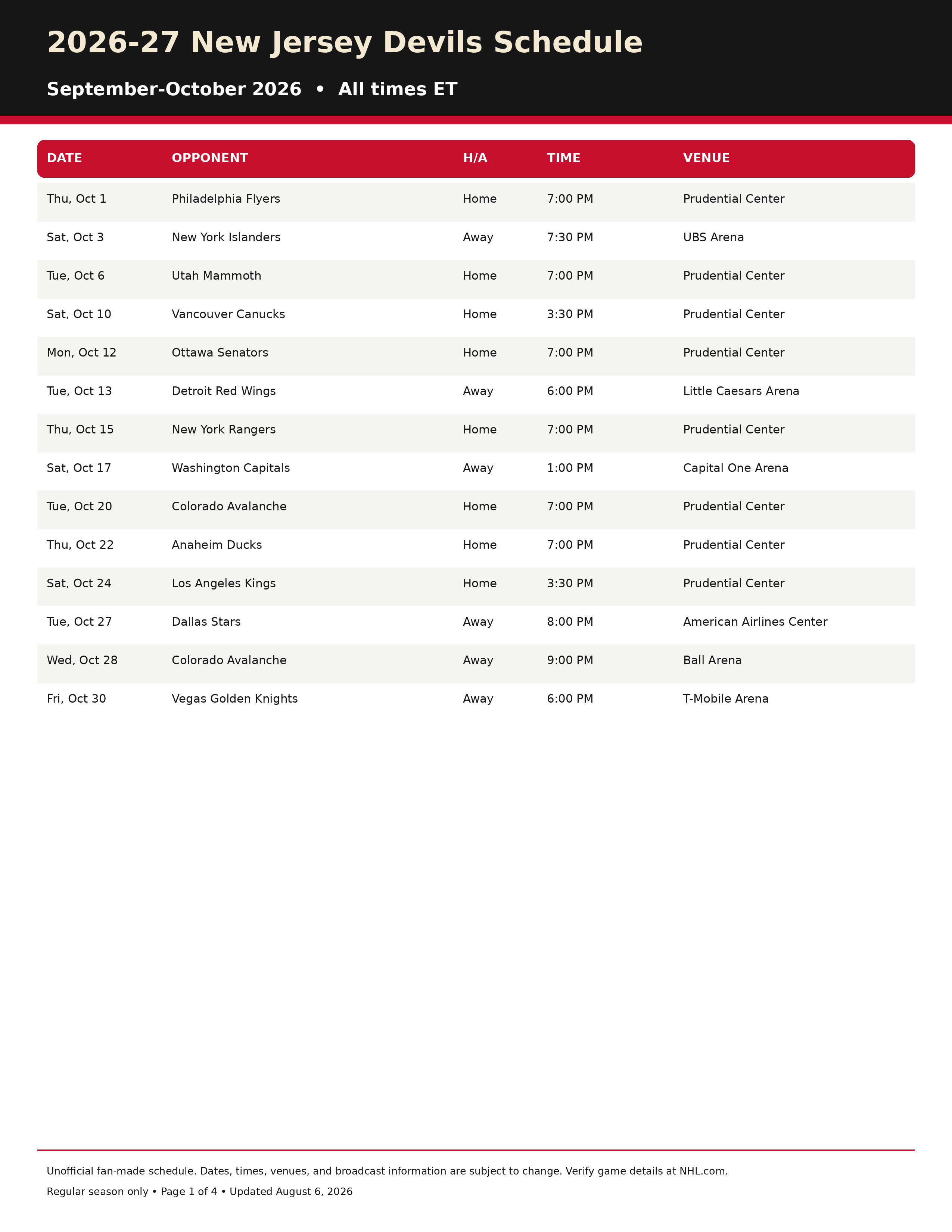 2026-27 New Jersey Devils Schedule Printable 1