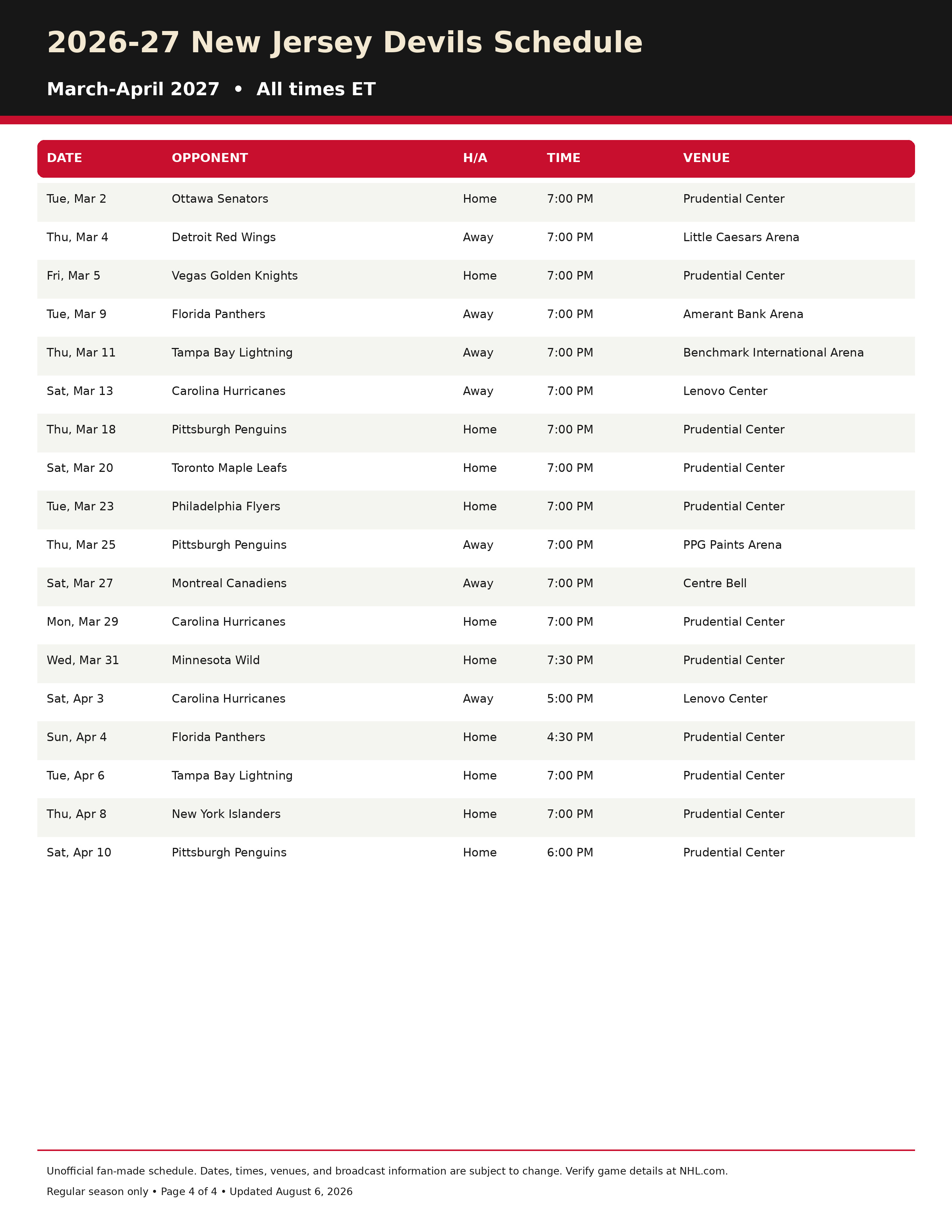 2026-27 New Jersey Devils Schedule Printable 4