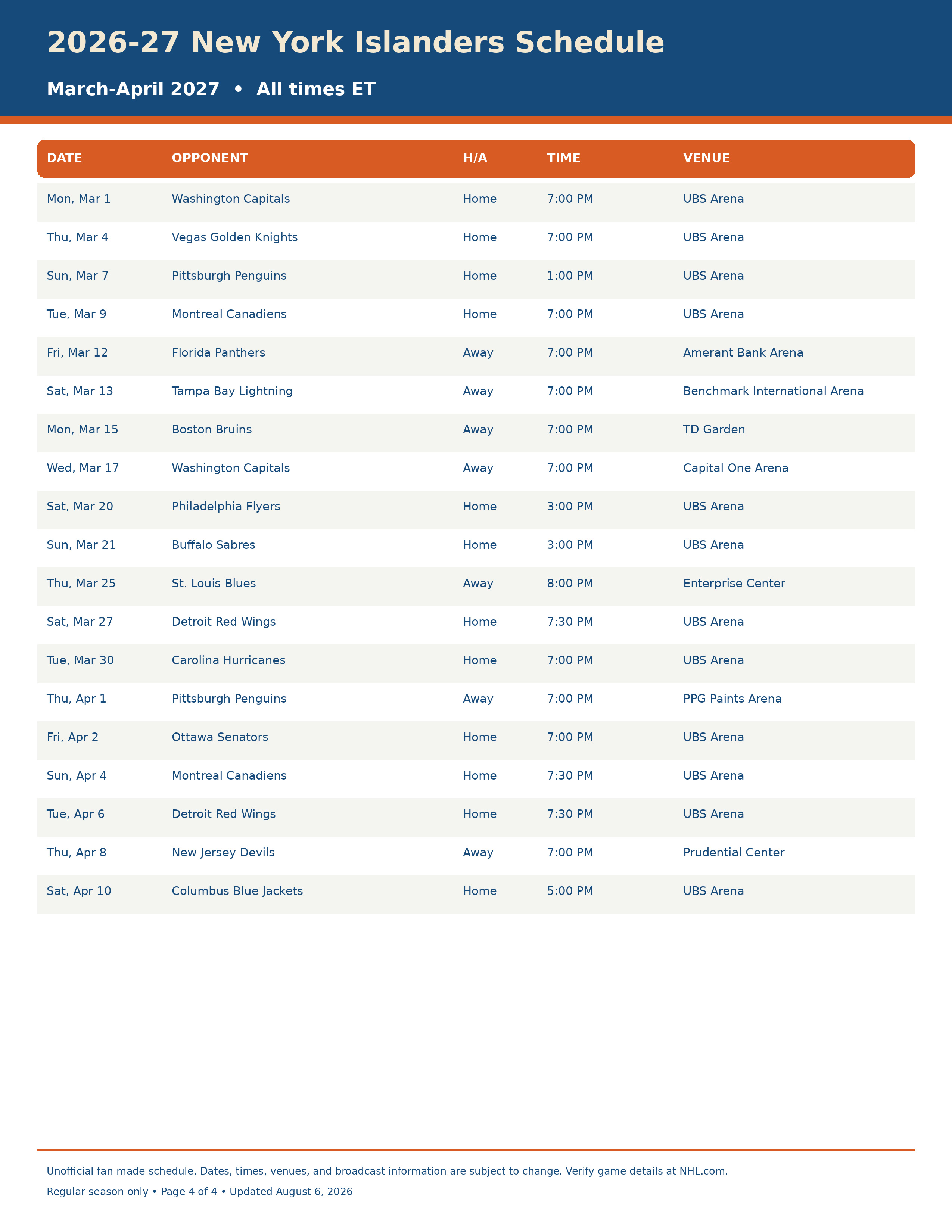 2026-27 New York Islanders Schedule Printable 4