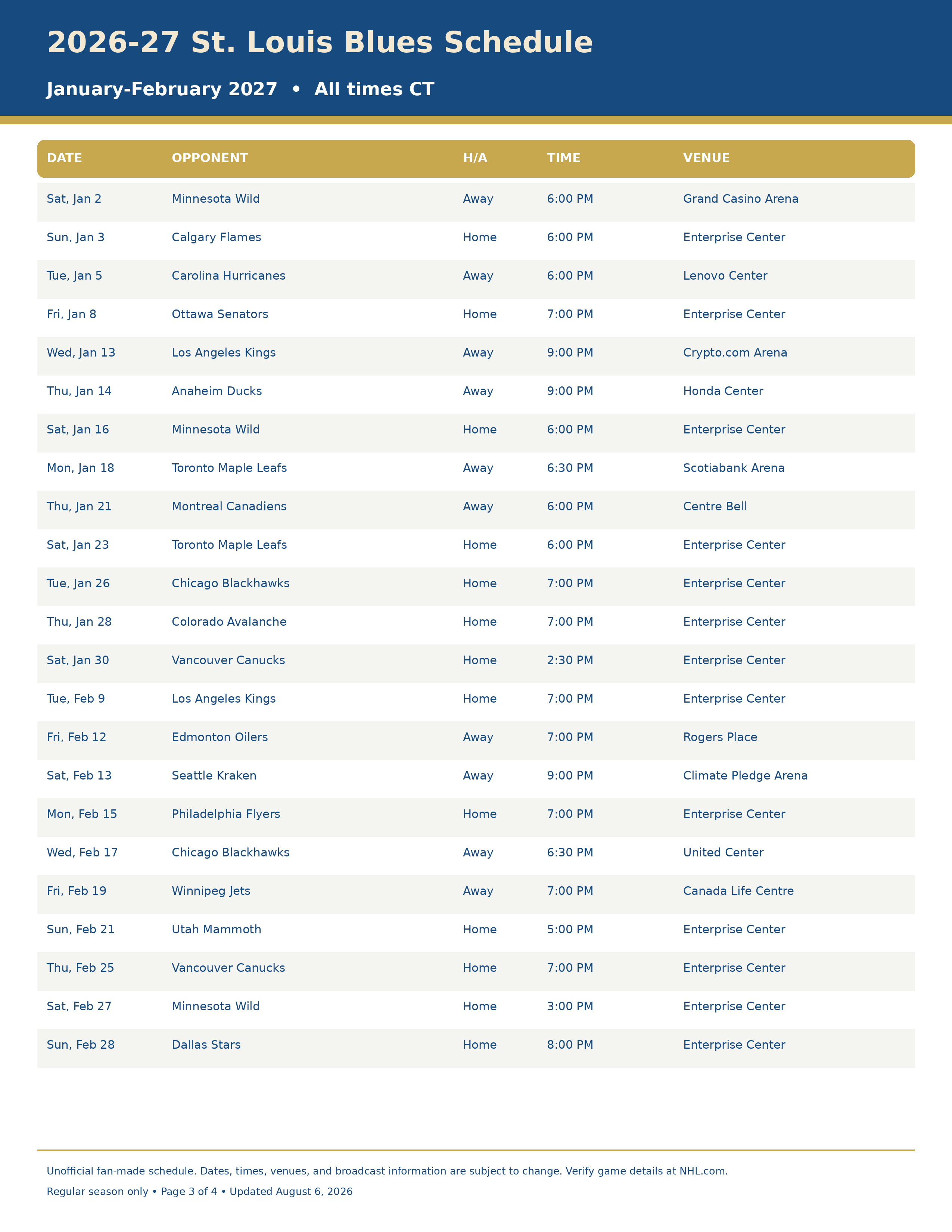 2026-27 St. Louis Blues Schedule Printable 3