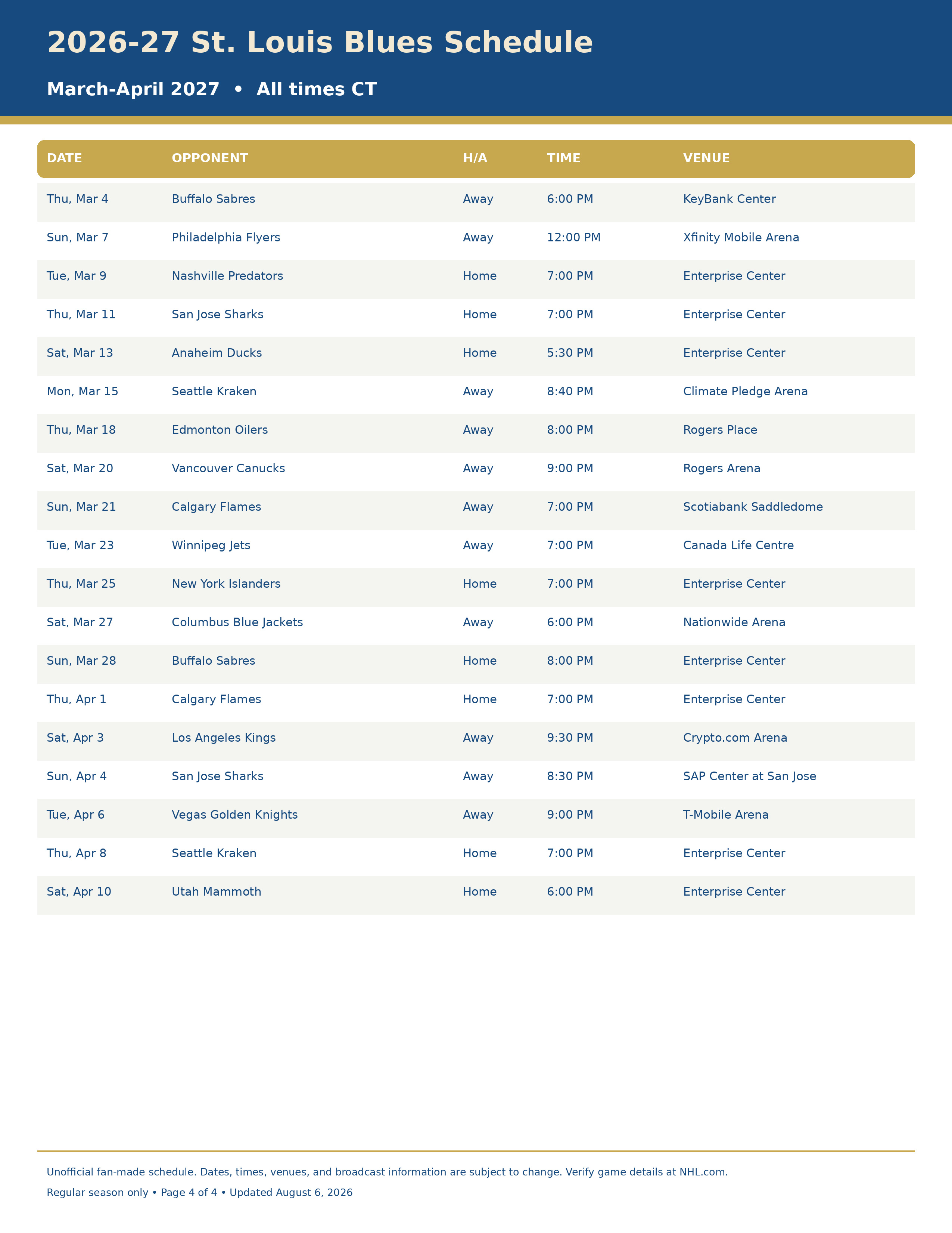 2026-27 St. Louis Blues Schedule Printable 4