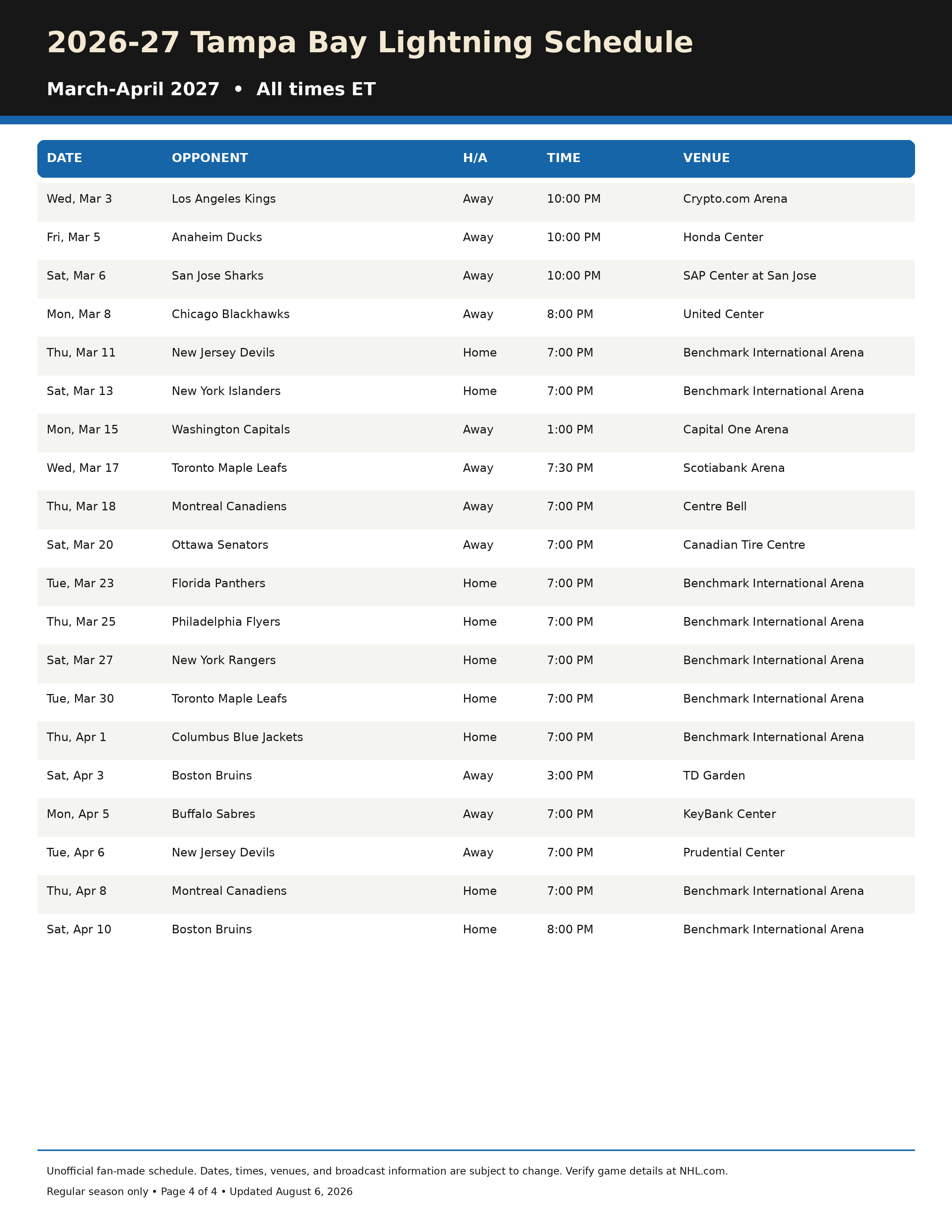2026-27 Tampa Bay Lightning Schedule Printable 4