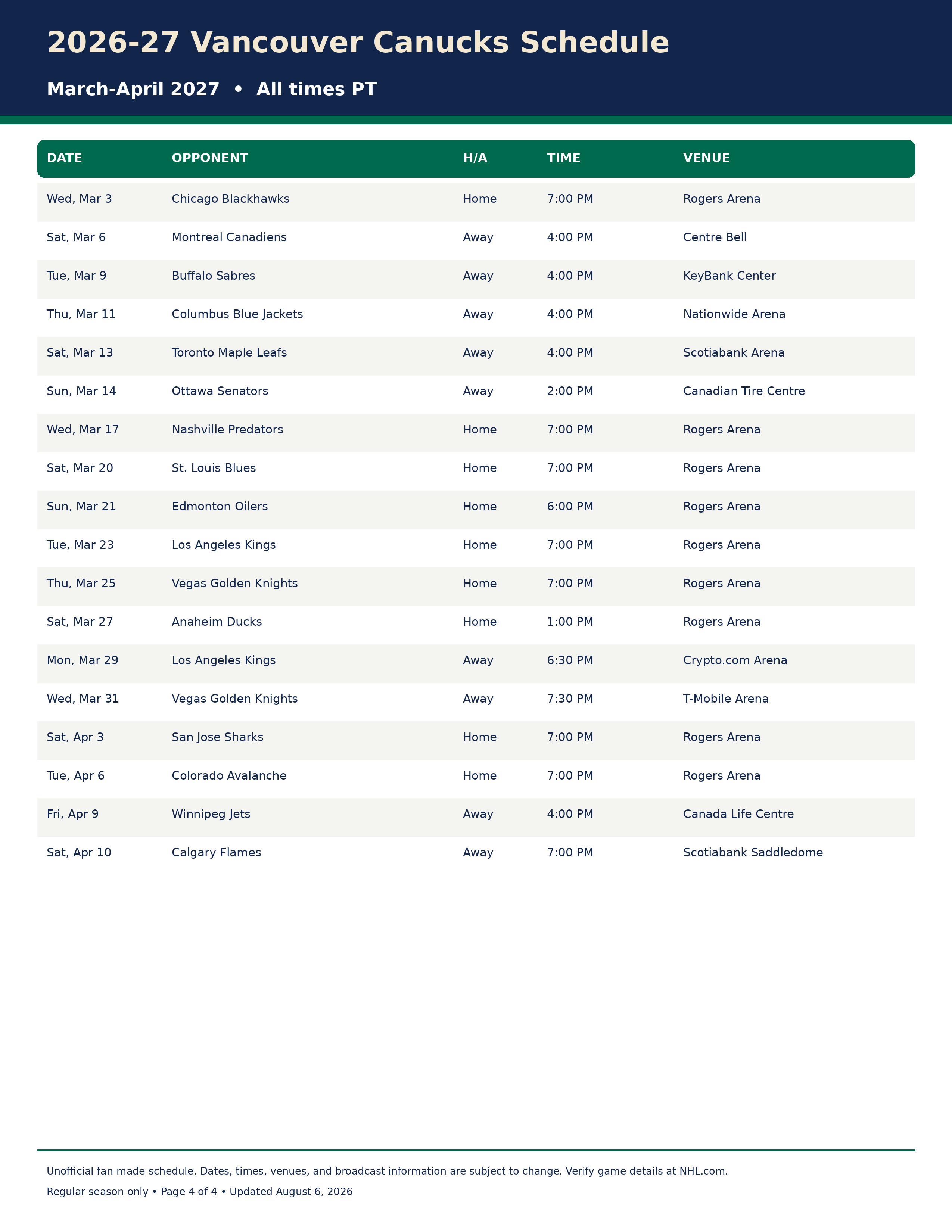 2026-27 Vancouver Canucks Schedule Printable 4