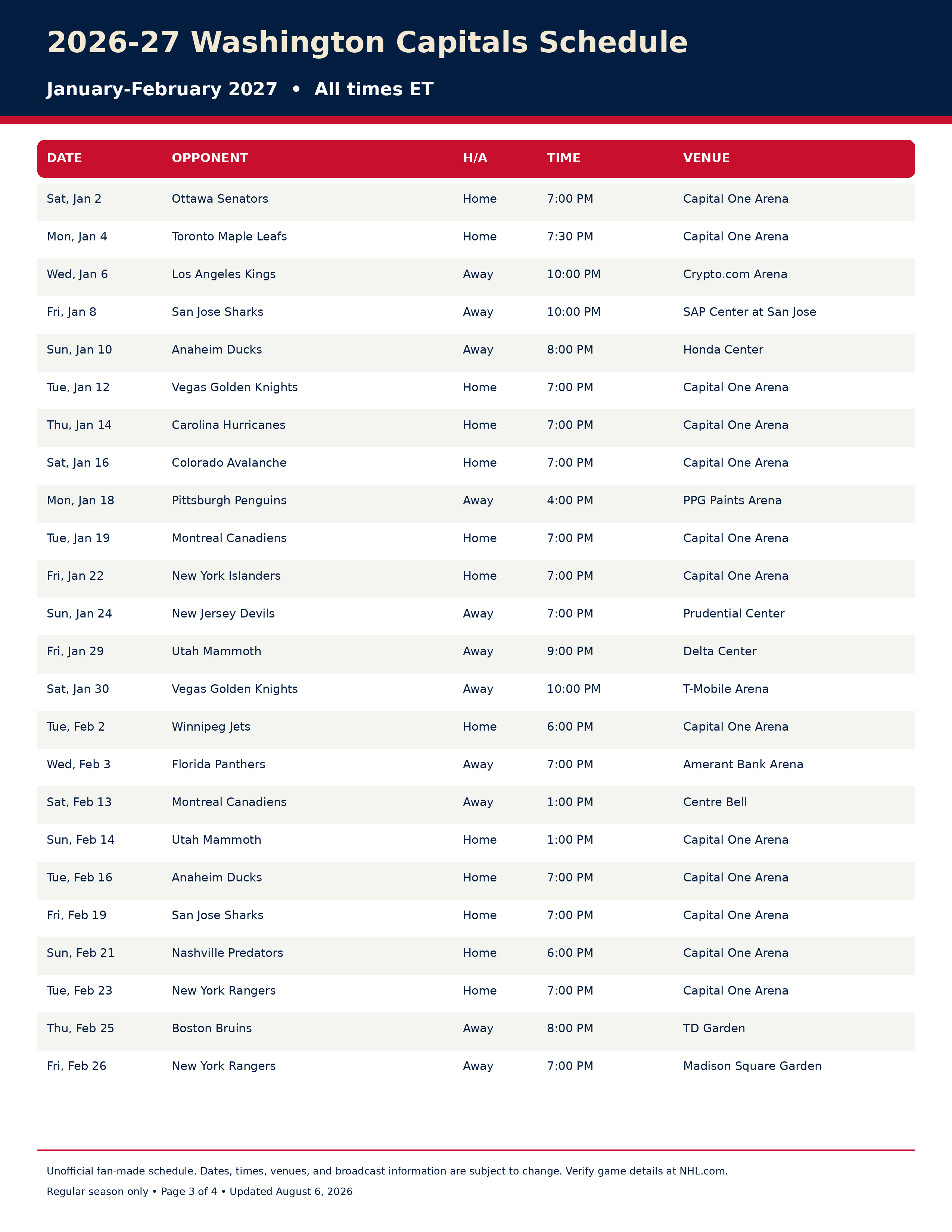 2026-27 Washington Capitals Schedule Printable 3