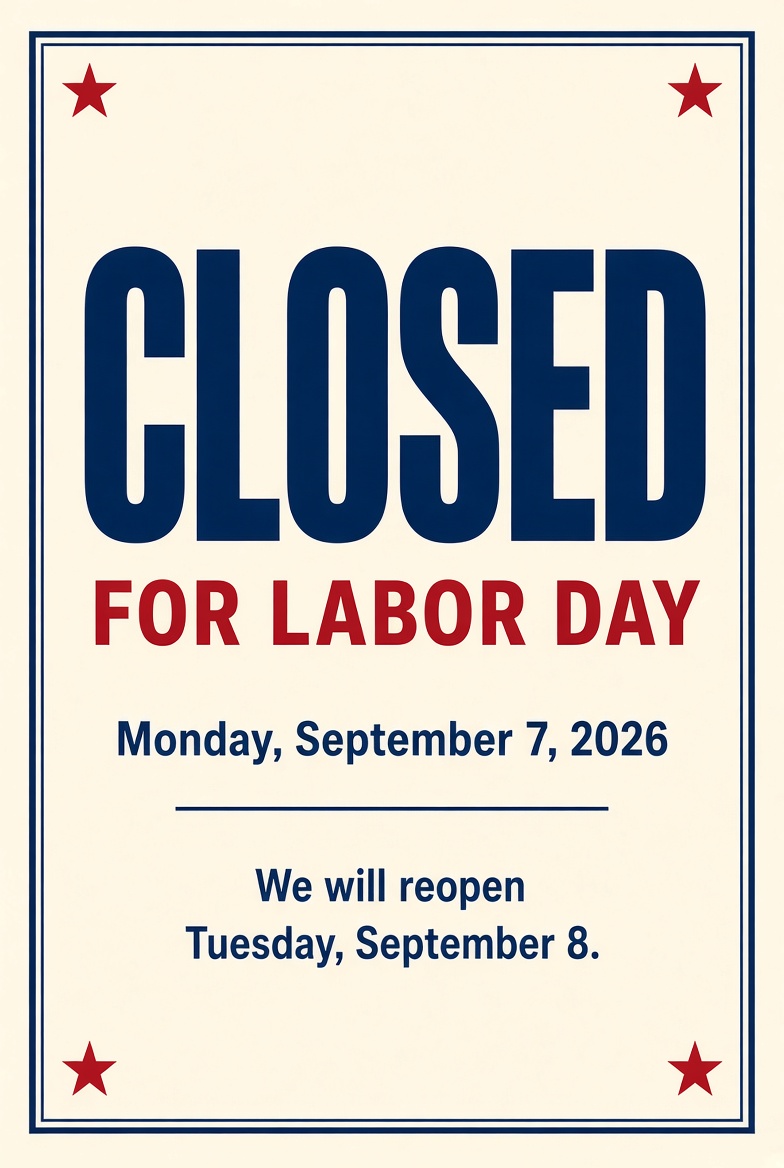 Closed for Labor Day 2026 Sign Free Printables 4 Closed for Labor Day 2026 Sign | Free Printables