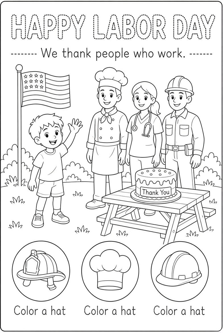Free Kindergarten Labor Day Worksheets to Print (1)