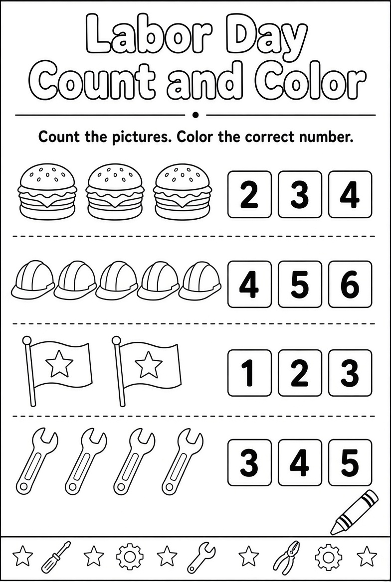 Free Kindergarten Labor Day Worksheets to Print (2)
