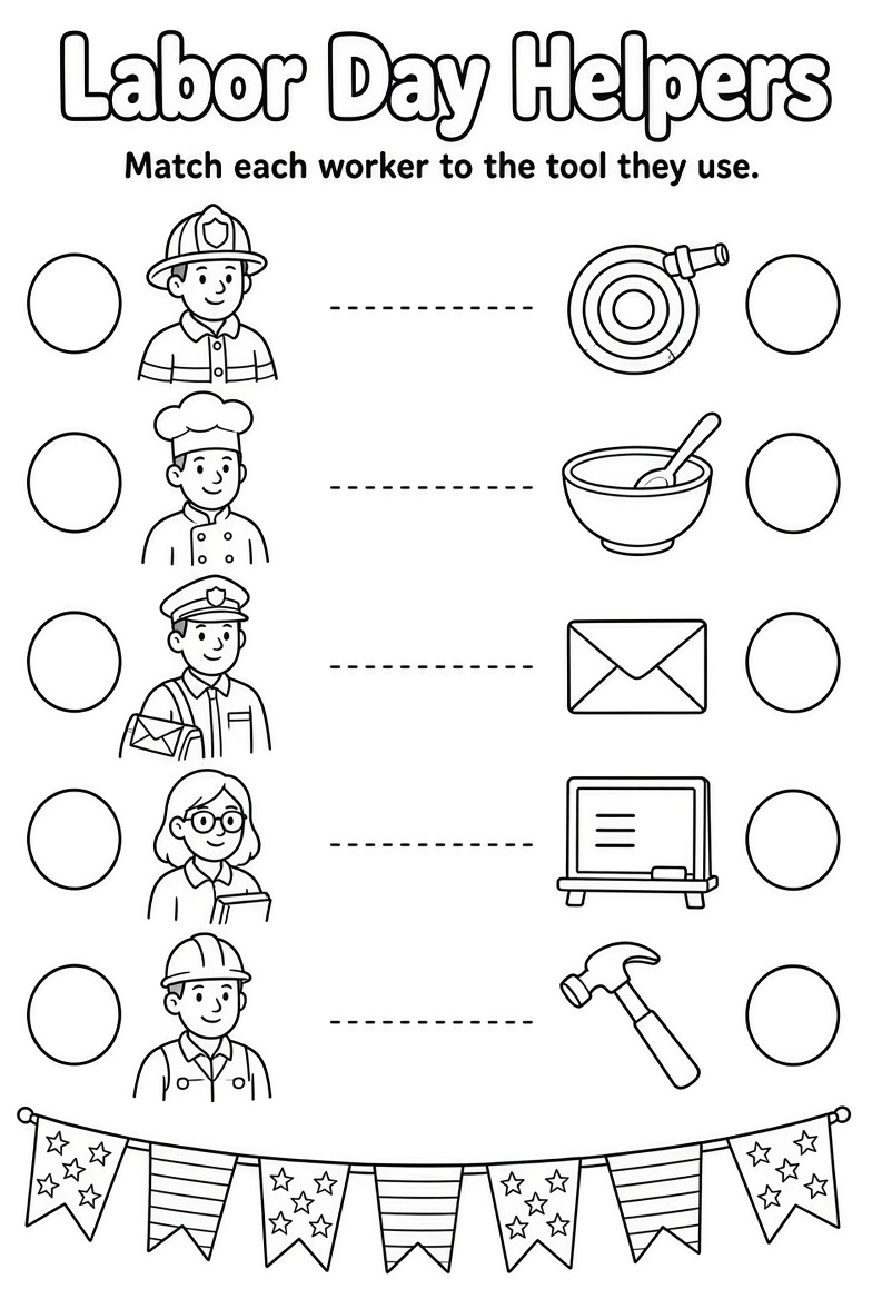 Free Kindergarten Labor Day Worksheets to Print (3)