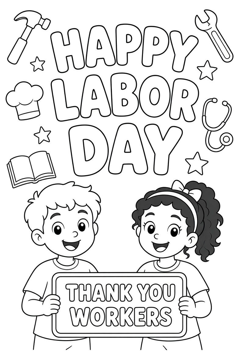 Free Labor Day Coloring Pages for Kids Printable PDFs (1)