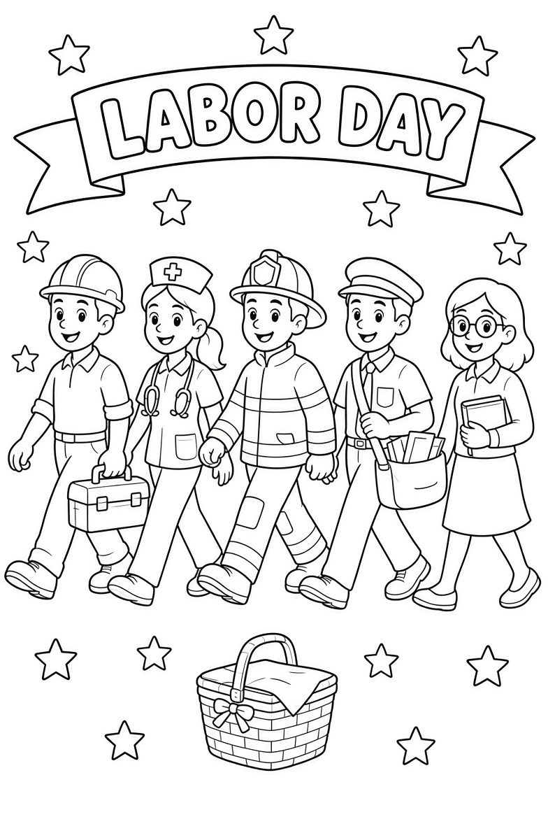 Free Labor Day Coloring Pages for Kids Printable PDFs (4)