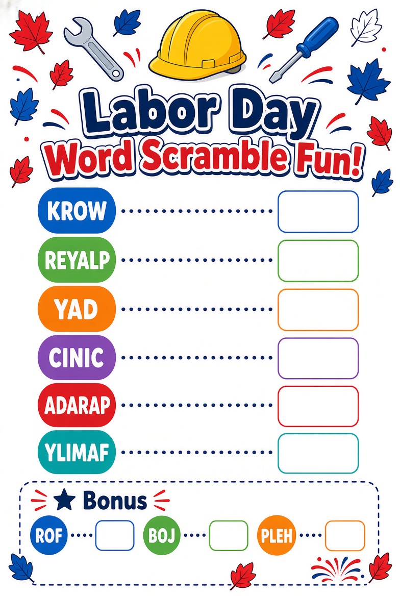 Free Labor Day Word Scramble Printables (2)