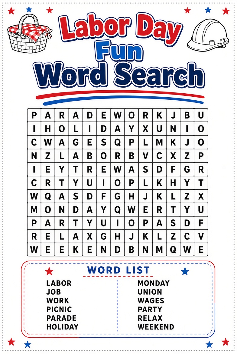 Free Labor Day Word Search Printable USA 2 Free Labor Day Word Search Printable (USA)
