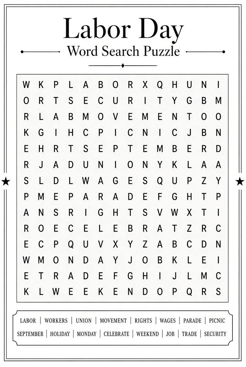 Free Labor Day Word Search Printable USA 3 Free Labor Day Word Search Printable (USA)
