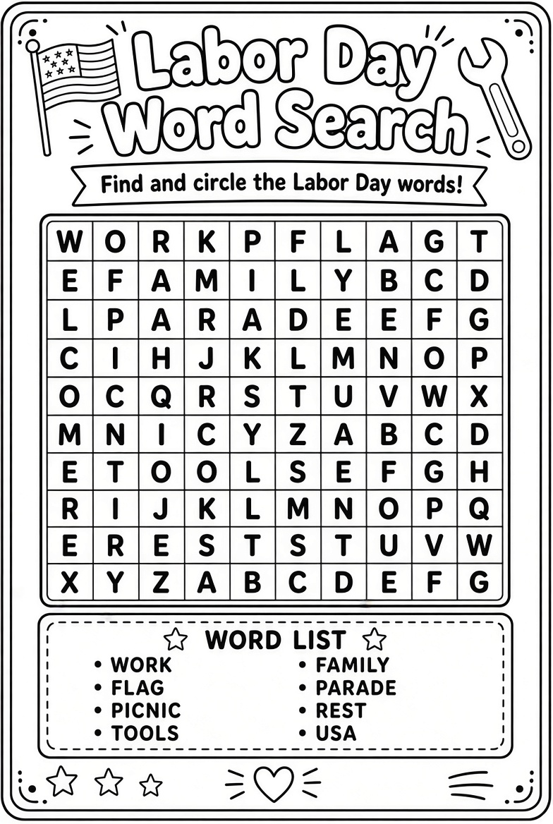 Free Labor Day Worksheets for Kids 2 Free Labor Day Worksheets for Kids (2)