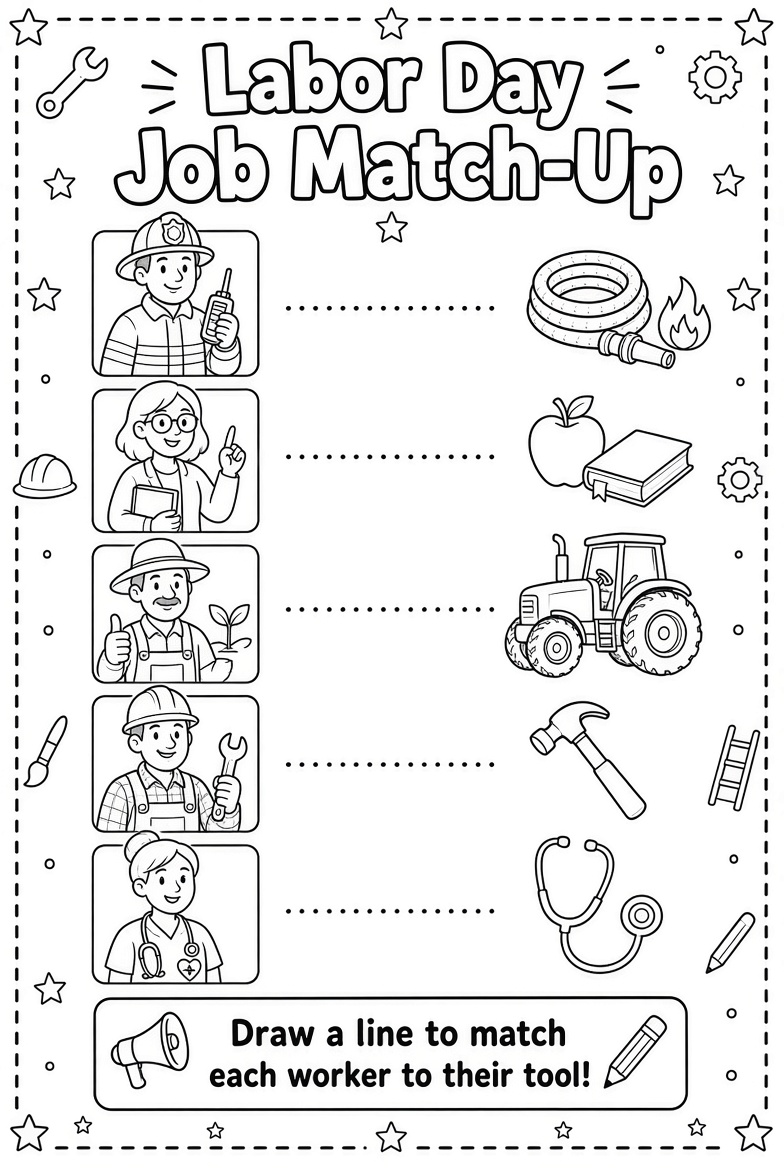 Free Labor Day Worksheets for Kids 4 Free Labor Day Worksheets for Kids (4)