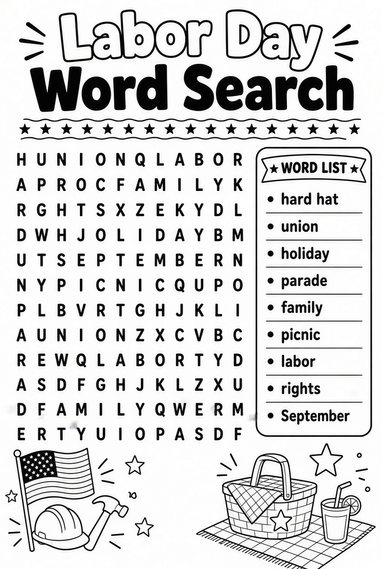 Free Labor Day Worksheets for Kids | Printables