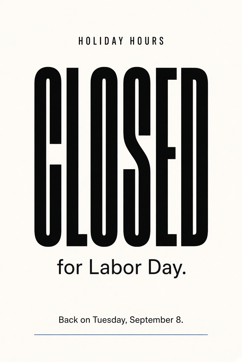 Free Printable Closed for Labor Day Signs 2026 PDFs (3)