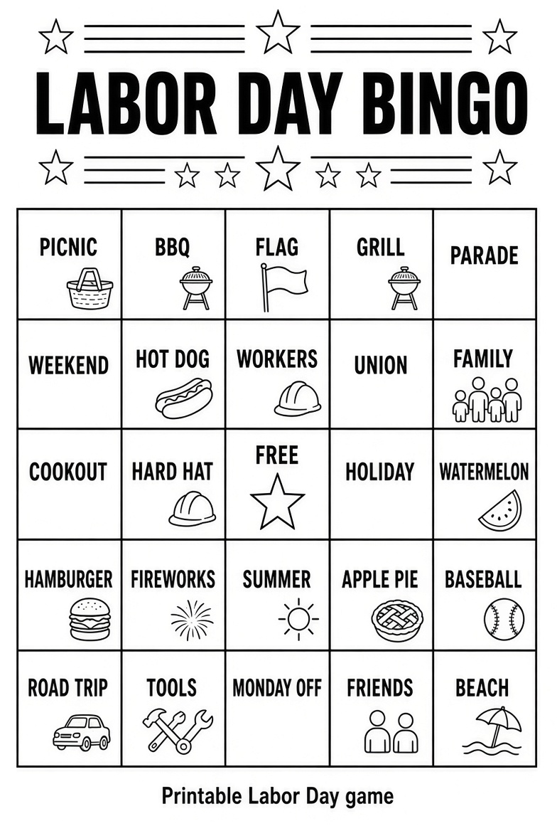Free Printable Labor Day Bingo Cards USA 2026 4 Free Printable Labor Day Bingo Cards (USA 2026) (4)