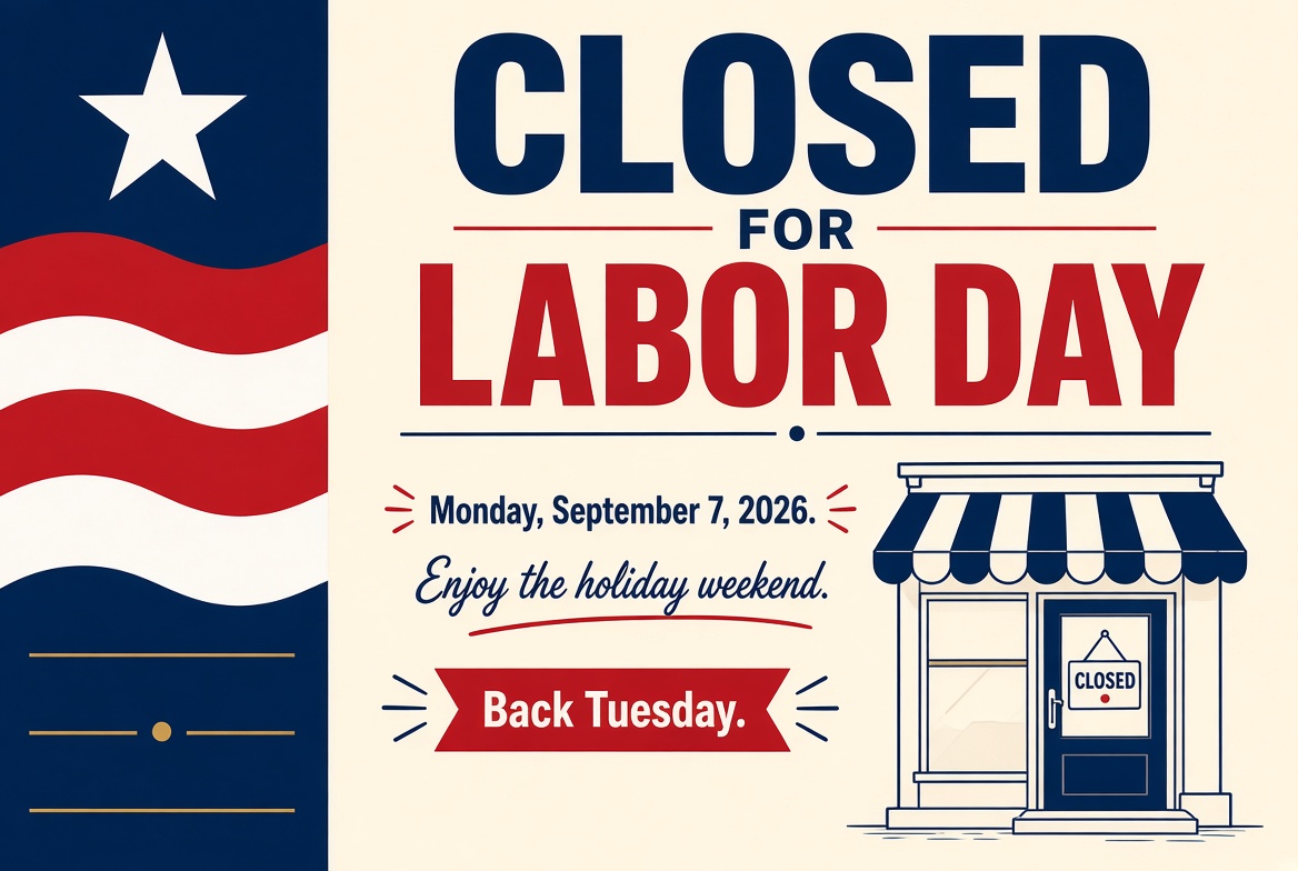 Free Printable Labor Day Closed Sign 2026 1 Free Printable Labor Day Closed Sign 2026 (1)